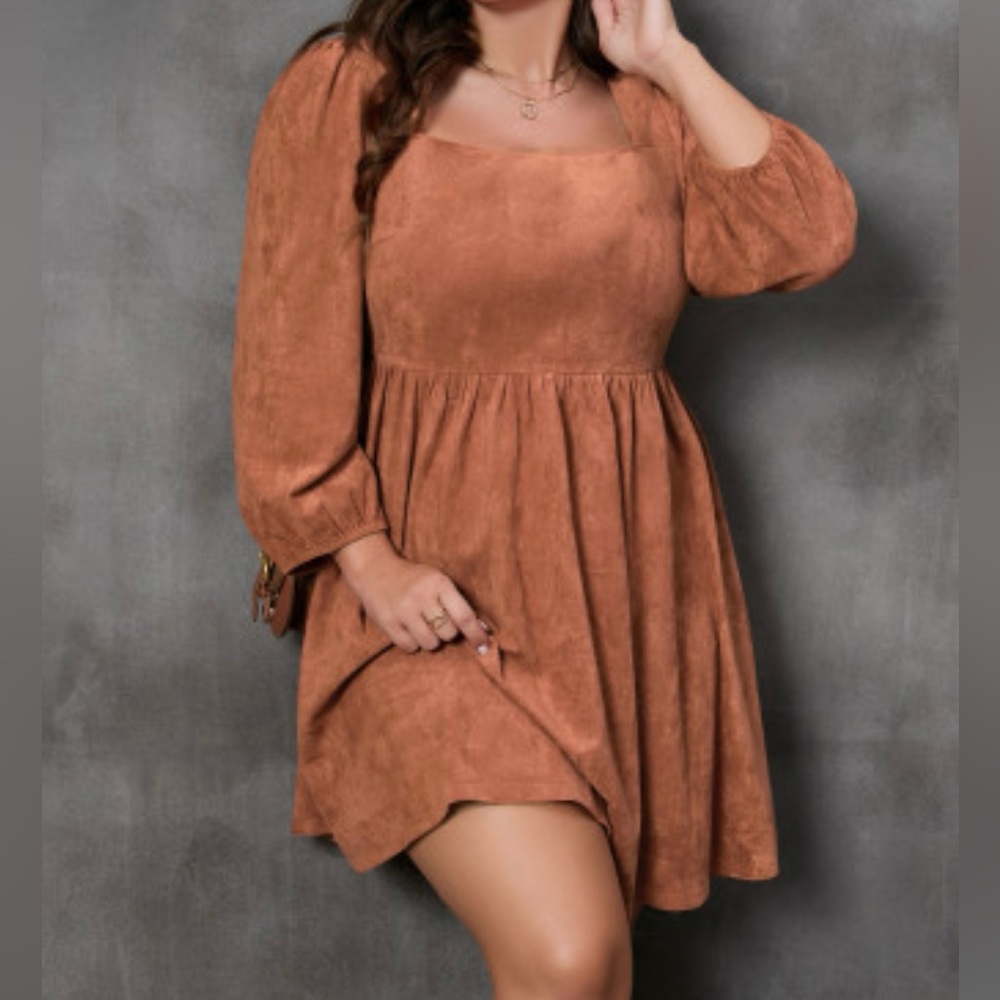 Plus size suede dress